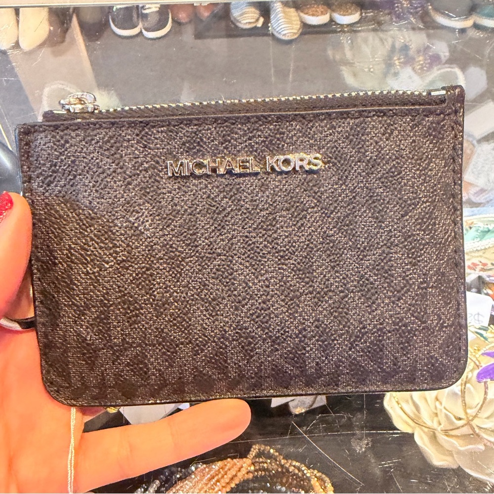 Michael Kors Dark Gray Monogram Pouch